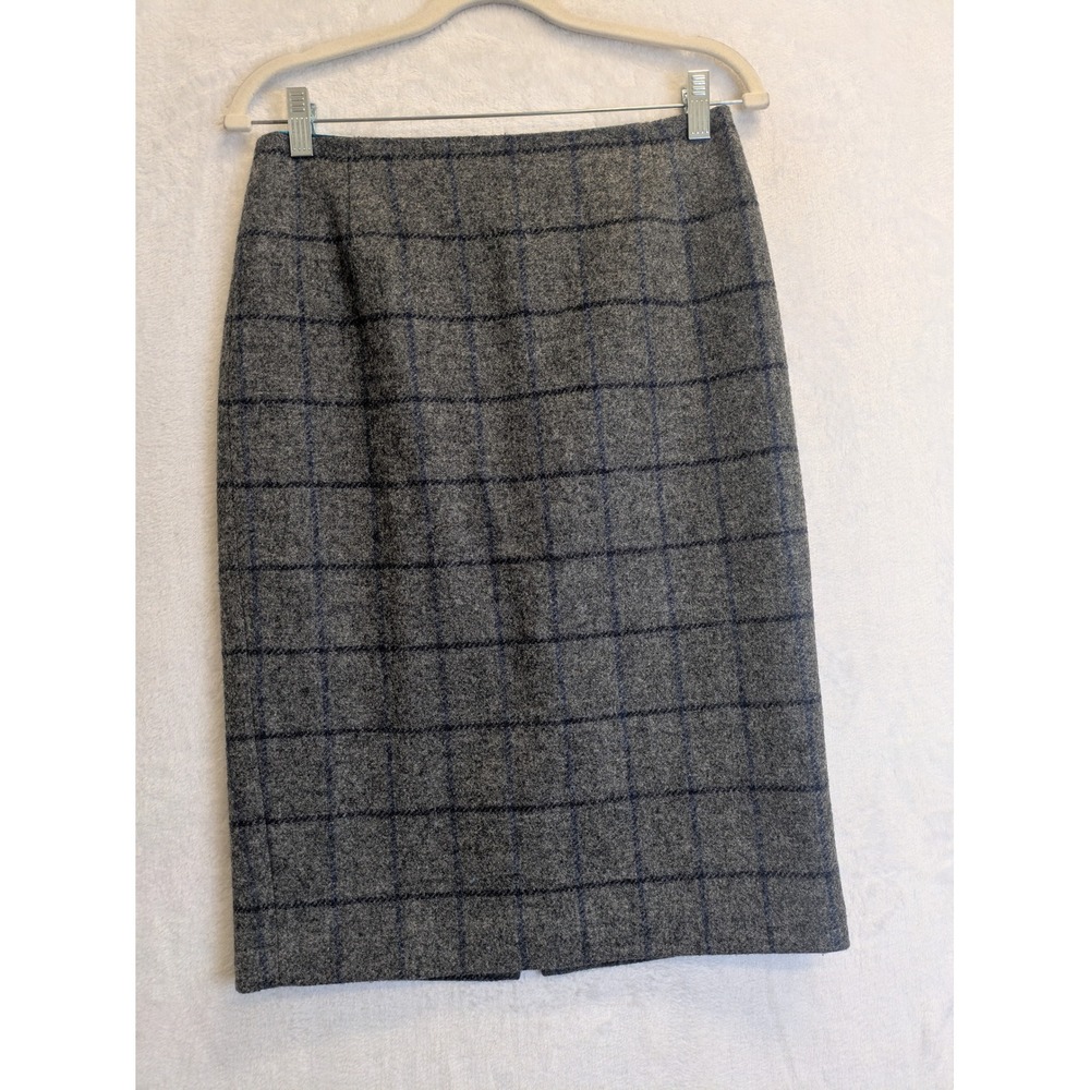 Boden British Tweed by Moon Pencil Wool Skirt Women's 6 Grey Plaid Lined